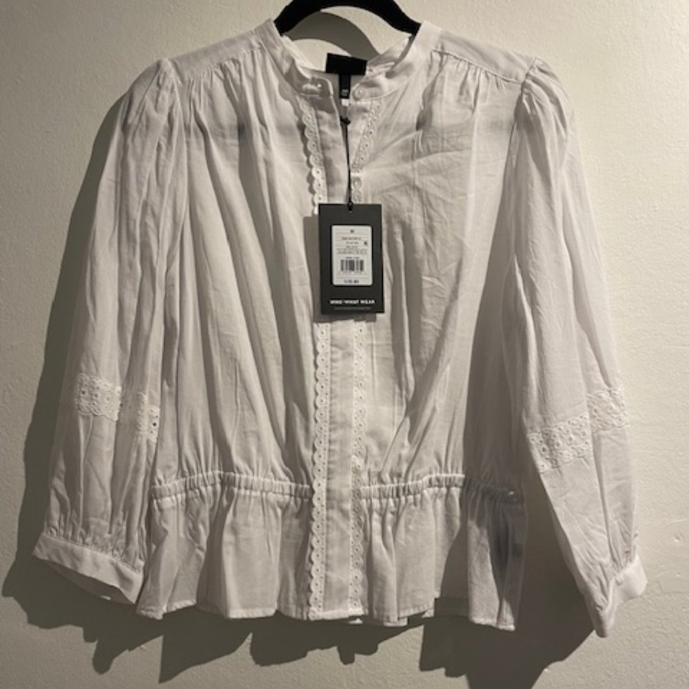 Target Who What Wear White Button Down Scalloped Blouse